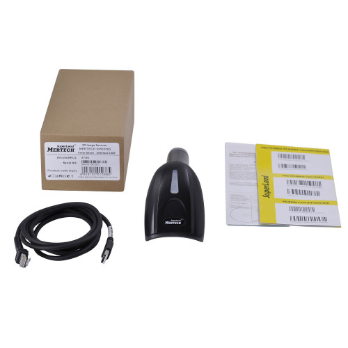 MERTECH 2320 P2D Handheld Barcode Scanner USB RS232 Emulation, black